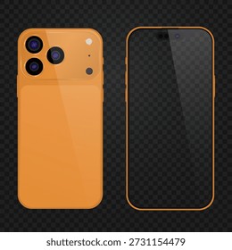 Vektorrealistisches Smartphone 17 pro. Realistisches Gadget-Set png. Elektronisches Vektorgerät mit leerem Bildschirm, einzeln auf transparentem Hintergrund.