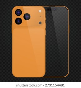 Vektorrealistisches Smartphone 17 pro. Realistisches Gadget-Set png. Elektronisches Vektorgerät mit leerem Bildschirm, einzeln auf transparentem Hintergrund.