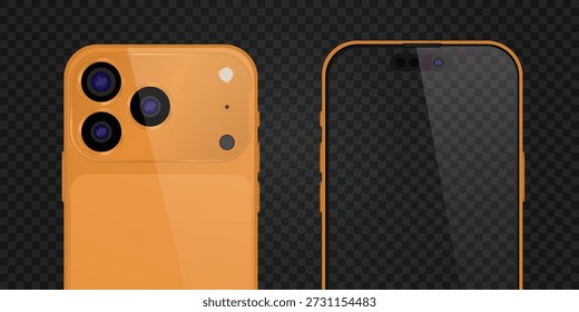 Vektorrealistisches Smartphone 17 pro. Realistisches Gadget-Set png. Elektronisches Vektorgerät mit leerem Bildschirm, einzeln auf transparentem Hintergrund.