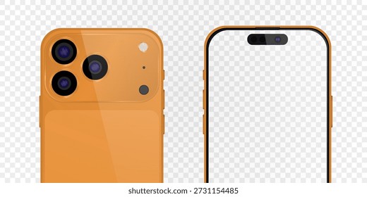 Vektorrealistisches Smartphone 17 pro. Realistisches Gadget-Set png. Elektronisches Vektorgerät mit leerem Bildschirm, einzeln auf transparentem Hintergrund.