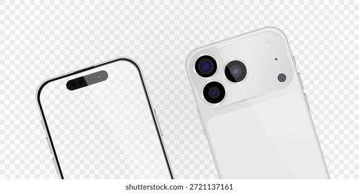  Vektorrealistisches Smartphone. Realistisches Gadget-Set png. Elektronisches Vektorgerät mit leerem, leerem Bildschirm, einzeln auf transparentem Hintergrund.