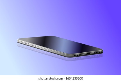 Ilustración, presentación, teléfono móvil en una plantilla superficial, maquillaje digital para una aplicación o un gadget de venta al por menor, pantalla blanca