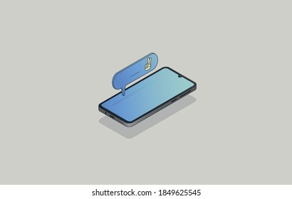 Vector realistic smartphone with a three-dimensional text message