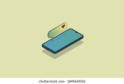 Vector realistic smartphone with a three-dimensional text message