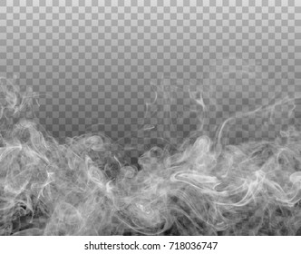 Vector realistic smoke on the transparent background.