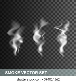 Vector realistic smoke set. Smoke illustration on transparent background
