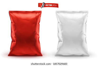 Vector realistic snack packagings on white background