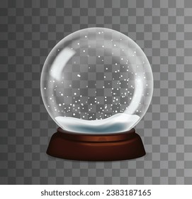 Ilustración vectorial realista del globo de nieve aislada en el fondo oscuro