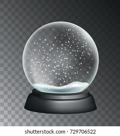 Vector realistic snow globe illustration isolated on transparent background