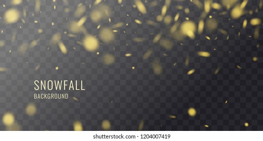 Vector realistic snowfall against a dark background. Transparent elements for winter cards and poster.