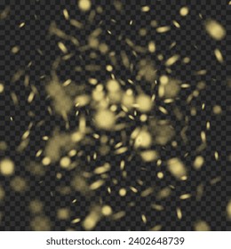 Vector realistic snowfall against a dark background. Transparent elements for winter cards and poster.