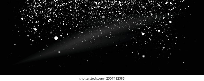 Vector realistic snowfall winter white ice background