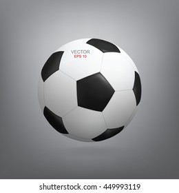 Vector realistic soccer ball on gray background.