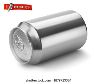 Vector realistic soda can on white background