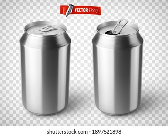 Vector realistic soda cans on transparent background