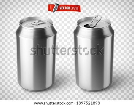 Vector realistic soda cans on transparent background