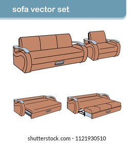 vector realistic sofa set with armchair isolated on white