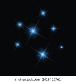 vector realistic sparkling star, abstract blue lights