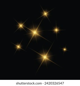 vector realistic sparkling star, abstract golden lights.