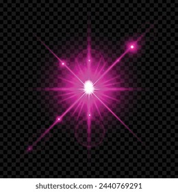 Vector realistic sparkling stars on transparent background.