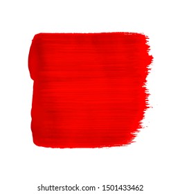 Vector realistic  square brush stroke isolated on white background. Vintage red hand drawn paint element.