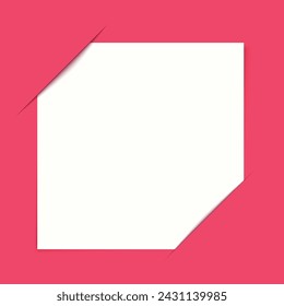 Vector realistic square paper card with shadow on red background. Sale or advertise concept. Easy color editable.