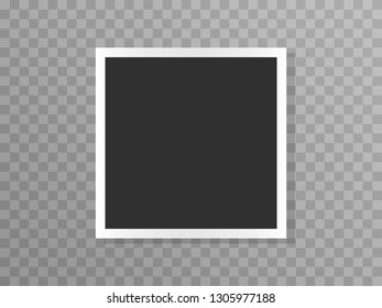 Vector realistic square white photo frame on transparent background. Collage of old family shots. Sharing friends.  