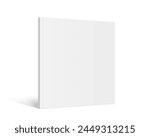Vector realistic standing 3d magazine mockup with white blank cover. Closed square paperback booklet, catalog or magazine mock up on white background. Diminishing perspective