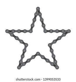 Vector realistic star created from bike chain. Isolated on white background.