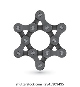 Estrella vectorial realista creada a partir de la cadena de bicicletas. Aislado sobre fondo blanco.