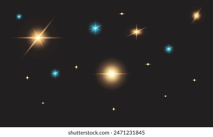 vector realistic starlight,collection of light shapes