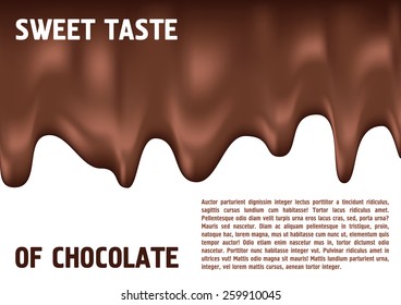 Vector realistic streams of melted chocolate sweet with space for text