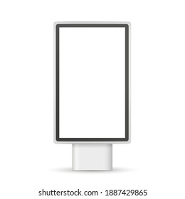 Vector Realistic Street Lightbox. Vertical Mockup. City Light Billboard With  Frame. Outdoor Stand. Screen For Presentation, Promotion, Advertising And Design. Empty Template. EPS10.