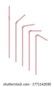 Vector realistic striped drink straw set isolated on white background. Swizzle stick bundle. Thin eco pipe for alcoholic, non-alcoholic beverage and cocktail. Accessory for birthday party celebration