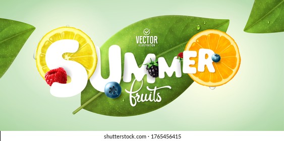 Vector realistic summer fruits composition