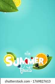 Vector realistic summer fruits composition