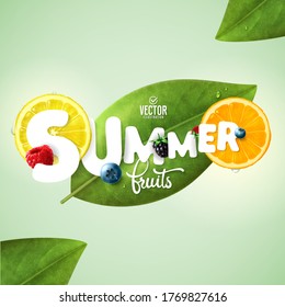 Vector realistic summer fruits composition