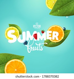 Vector realistic summer fruits composition