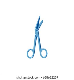 Vector realistic surgical scissors, clamp . Illustration isolated on a white background. Realistic instruments and tools for surgery, sergical operation concept