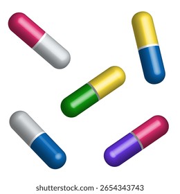 Vetor comprimidos realistas, cápsulas, pílulas, sobre fundo branco, comprimidos, cápsulas modelo de design, Medicina, saúde, tratamento, saúde