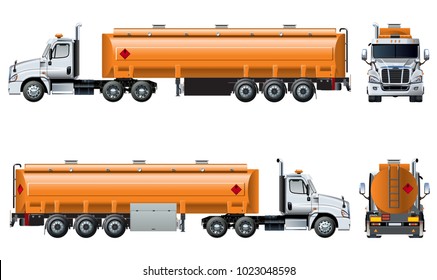 Vector realistic tanker truck template isolated on white. Available EPS-10 separated by groups and layers with transparency effects