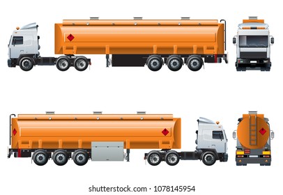 Vector realistic tanker truck template isolated on white. Available EPS-10 separated by groups and layers with transparency effects