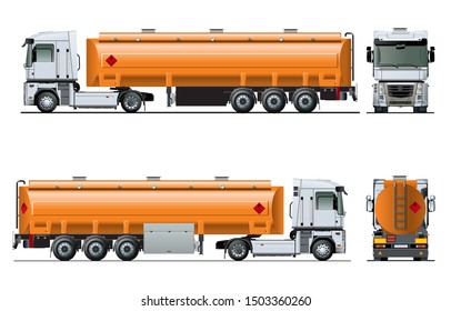 Vector realistic tanker truck template isolated on white. Available EPS-10 separated by groups and layers with transparency effects