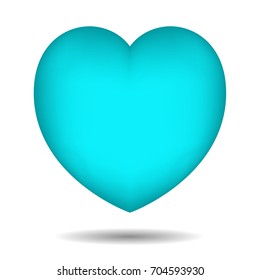 Vector Realistic Teal Heart On White Background