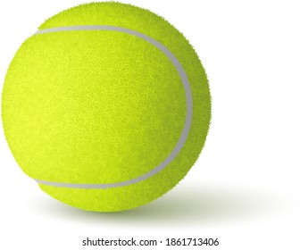 Una bola de tenis vectorial realista aislada en un fondo blanco. RGB. Colores globales