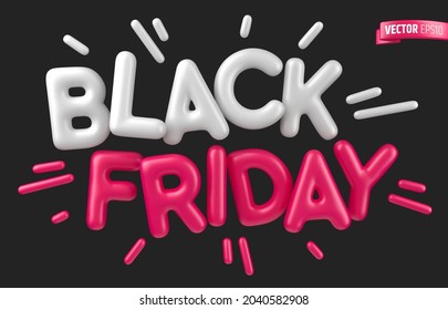 Vector realistic text "Black Friday" on a black background.