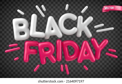 Vector realistic text "Black Friday" on a transparent background.