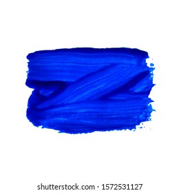 Vector realistic texture of dark blue brush stroke isolated on white background. Vintage hand drawn paint element.