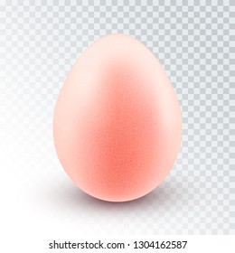 Vector Realistic Textured Pink Egg with Shadow Isolated on Transparent Background. Easter Design Element