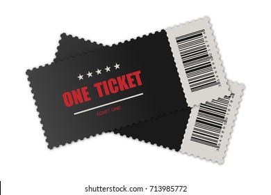 Vector realistic ticket, designed for one person. Cinema or theater or concert ticket